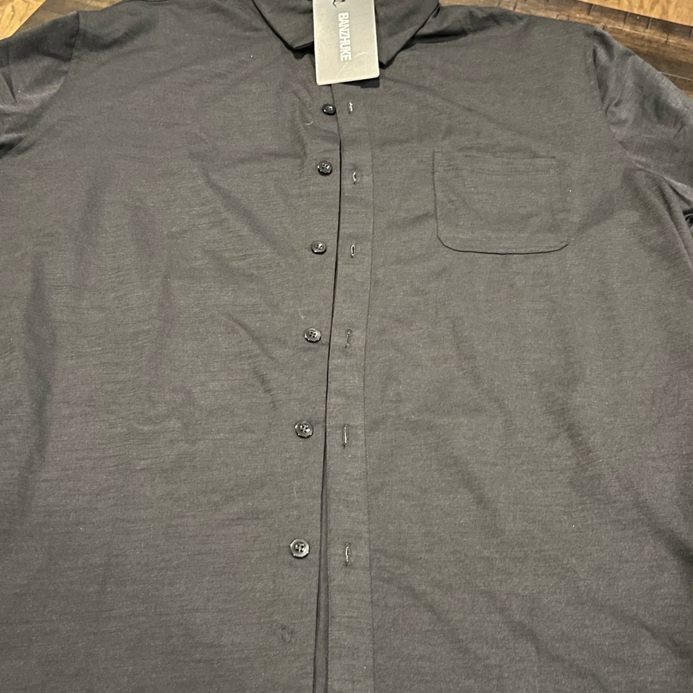 Men's Banzhuke Black Button-Up casual Shirt 2XL new